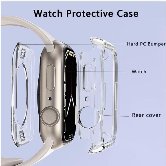 Apple Watch Case Transparent Clear Cover Apple Watch 5 6 7 Series 45mm 1 PC OrB5 - Picture 5 of 7